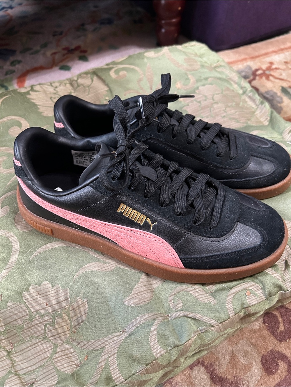 Puma Club Era II Black & Pink Low-Top Sneakers with Gum Sole